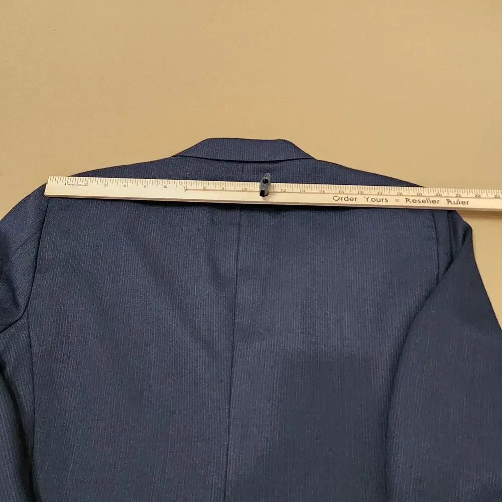 Barrington Suit Jacket Blazer Mens 44R Blue Striped Two Button Classic Fit